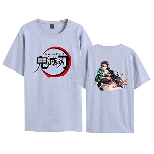 

Men's Unisex Tee T shirt Hot Stamping Anime Graphic Prints Plus Size Print Short Sleeve Casual Tops Cotton Basic Cartoon Designer Big and Tall White Black Light gray
