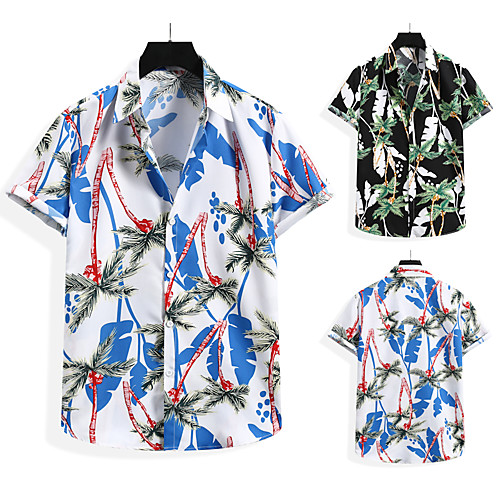 

Men's Shirt Other Prints Graphic Prints Print Short Sleeve Casual Tops Boho White Black