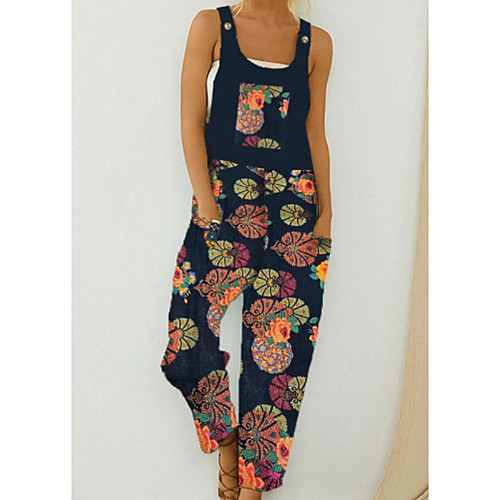 

Women's Ordinary Floral Navy Blue Jumpsuit Floral Print