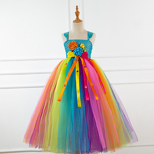 

Princess Flapper Dress Dress Party Costume Girls' Movie Cosplay Cosplay Costume Party Blue Pink Fuchsia Dress Children's Day Masquerade Polyester Organza