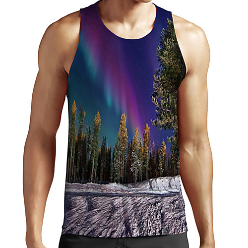 

Men's Unisex Tank Top Undershirt 3D Print Scenery Graphic Prints Plus Size Print Sleeveless Casual Tops Basic Fashion Designer Breathable Blue