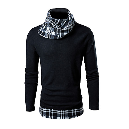 

Men's Solid Color Pullover Long Sleeve Sweater Cardigans Turtleneck Black Gray