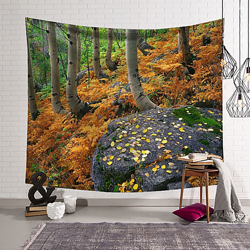 

Landscape Forest Leaves Wall Tapestry Art Decor Blanket Curtain Hanging Home Bedroom Living Room Decoration Polyester