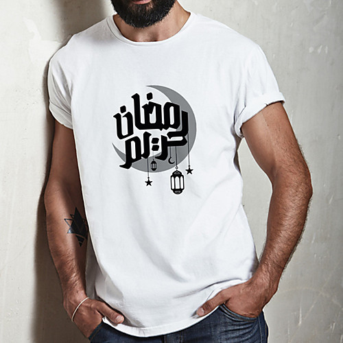 

Men's Unisex Tee T shirt Hot Stamping Graphic Prints Moon Letter Plus Size Print Short Sleeve Casual Tops Cotton Basic Designer Big and Tall White