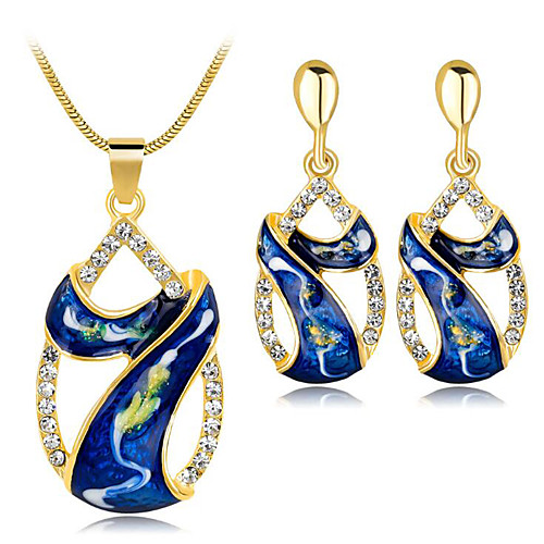 

Women's Cubic Zirconia Jewelry Set Geometrical Flower Ethnic Earrings Jewelry Blue For Anniversary Party Evening Prom Festival 1 set