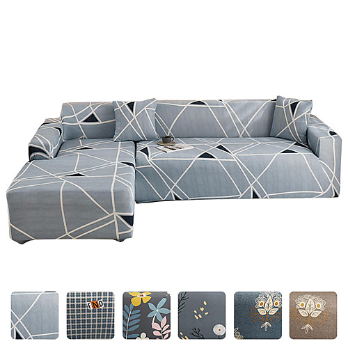 

High Quality Print Dustproof All-powerful Slipcovers Stretch L Shape Sofa Cover Super Soft Fabric Couch Cover Sofa Furniture Protector With One Free Boster Case
