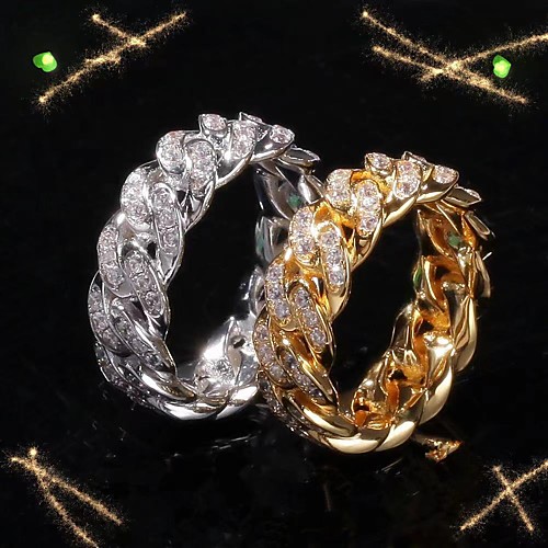 

Band Ring Cuban Link Silver Gold Alloy European 1pc 7 8 9 10