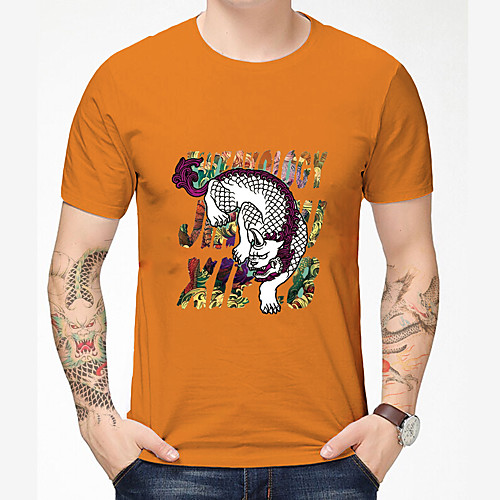 

Men's Unisex Tee T shirt 3D Print Graphic Prints Tiger Animal Plus Size Print Short Sleeve Casual Tops Basic Designer Big and Tall Orange