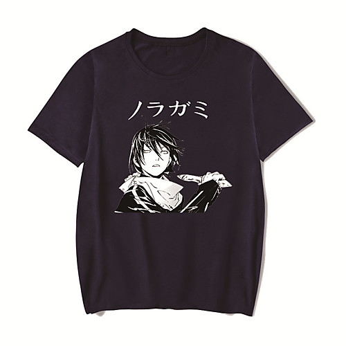 

Men's Unisex Tee T shirt Hot Stamping Anime Graphic Prints Plus Size Noragami Print Short Sleeve Casual Tops Cotton Basic Designer Big and Tall White Black Red