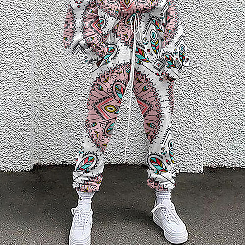 

Women's Fashion Casual / Sporty Comfort Daily Weekend Sweatpants Pants Graphic Paisley Full Length Pocket Elastic Drawstring Design Print Blushing Pink