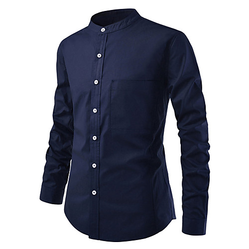 

Men's Shirt Solid Colored Long Sleeve Casual Tops Fashion White Black Red