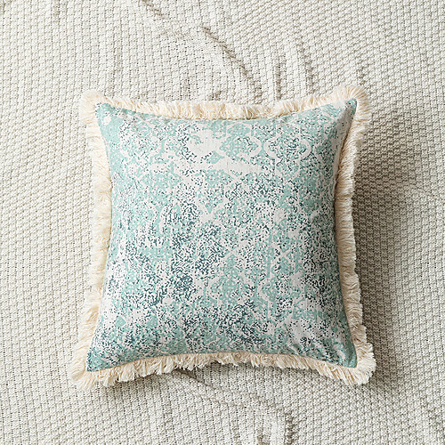 

Nordic Style Blue Geometric Abstract Printing Around Tassel Sofa Rectangular Cushion Cover