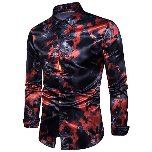 

Men's Shirt Floral Button-Down Long Sleeve Casual Tops Cotton Casual Fashion Breathable Comfortable Blue Red