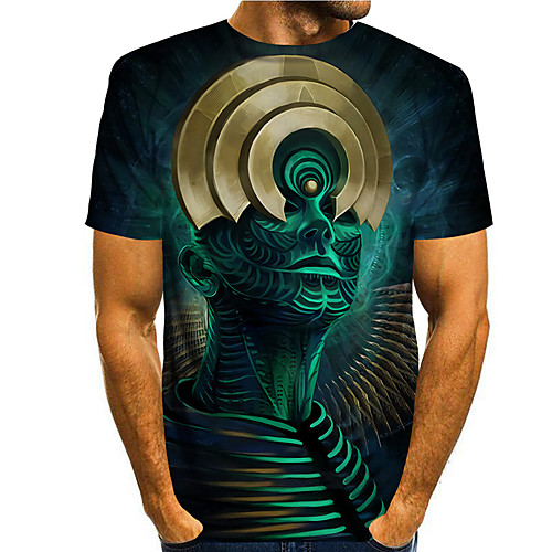 

Men's Tee T shirt 3D Print Graphic Prints Buddha Print Short Sleeve Daily Tops Casual Designer Big and Tall Green