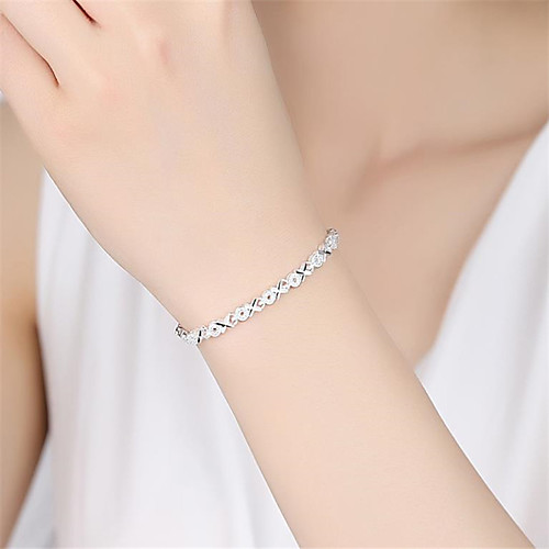 

Women's Chain Bracelet Tennis Bracelet Bracelet Classic Fashion Fashion Trendy Casual / Sporty Korean Cute Copper Bracelet Jewelry Silver For Sport Gift Date Birthday Festival / Silver Plated