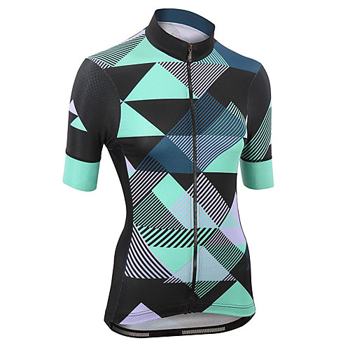 

21Grams Women's Short Sleeve Cycling Jersey Summer Spandex Polyester Green Stripes Bike Jersey Top Mountain Bike MTB Road Bike Cycling Quick Dry Moisture Wicking Breathable Sports Clothing Apparel