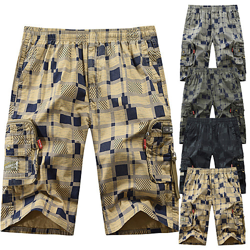 

Men's Sporty Casual / Sporty Streetwear Quick Dry Breathable Soft Daily Sports Shorts Tactical Cargo Bermuda shorts Pants Lattice Knee Length Drawstring Elastic Waist ArmyGreen Yellow Black Khaki