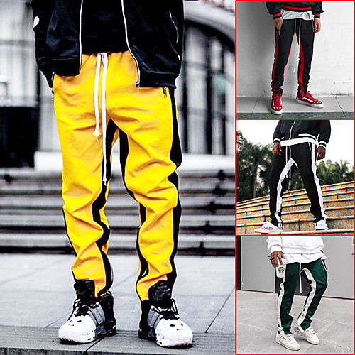

Men's Sporty Casual / Sporty Streetwear Quick Dry Breathable Soft Daily Sports Harem Loose Pants Chinos Trousers Pants Color Block Full Length Drawstring Elastic Waist Black / Red Black / White