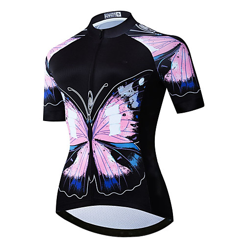 

21Grams Women's Short Sleeve Cycling Jersey Summer Spandex Polyester Black Butterfly Bike Jersey Top Mountain Bike MTB Road Bike Cycling Quick Dry Moisture Wicking Breathable Sports Clothing Apparel