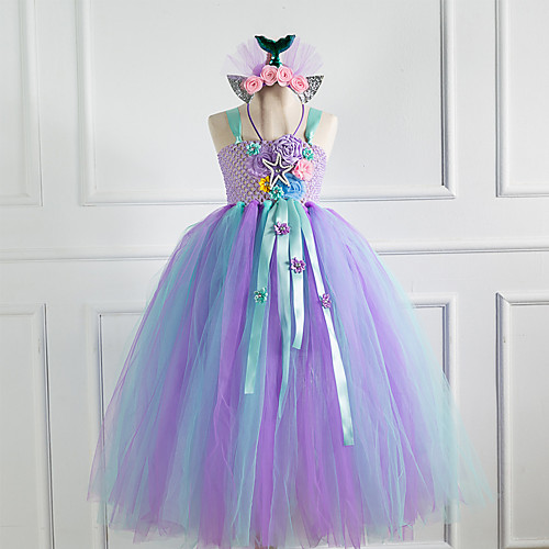 

Unicorn Flapper Dress Dress Party Costume Girls' Movie Cosplay Cosplay Costume Party Purple Blue Dress Children's Day Masquerade Polyester Organza