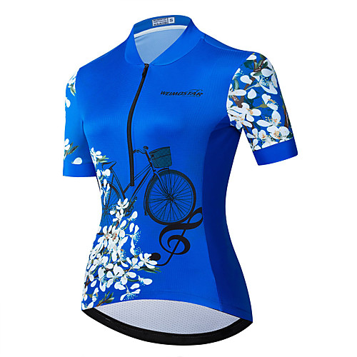 

21Grams Women's Short Sleeve Cycling Jersey Summer Spandex Polyester Blue Bike Jersey Top Mountain Bike MTB Road Bike Cycling Quick Dry Moisture Wicking Breathable Sports Clothing Apparel / Stretchy