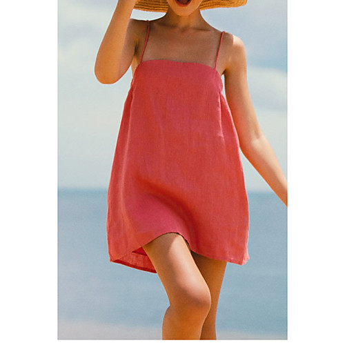 

Women's Strap Dress Short Mini Dress Blushing Pink White Black Sleeveless Solid Color Summer Strapless Casual Holiday 2021 S M L XL / Cotton / Cotton