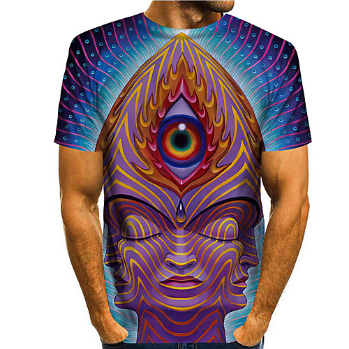 

Men's Tee T shirt 3D Print Graphic Prints Buddha Print Short Sleeve Daily Tops Casual Designer Big and Tall Purple