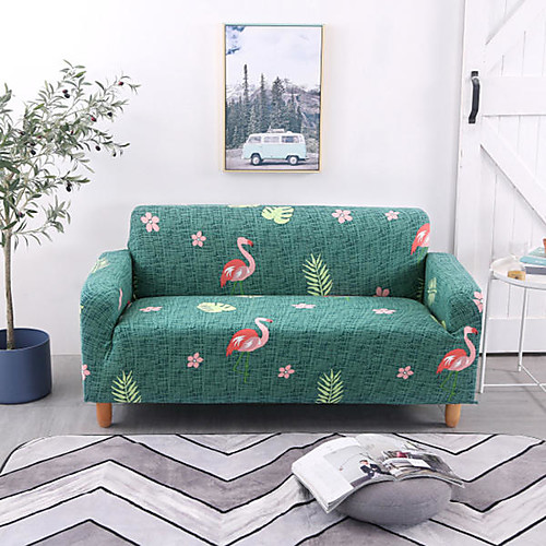 

Green Flamingo Print Dustproof All-powerful Slipcovers Stretch Sofa Cover Super Soft Fabric Couch Cover with One Free Boster Case(Chair/Love Seat/3 Seats/4 Seats)