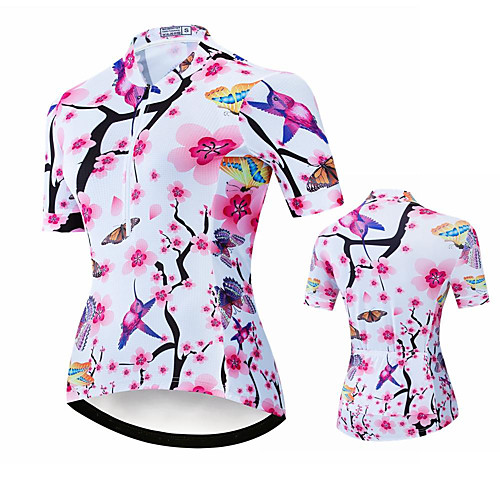 

21Grams Women's Short Sleeve Cycling Jersey Summer Spandex Polyester Pink Butterfly Bike Jersey Top Mountain Bike MTB Road Bike Cycling Quick Dry Moisture Wicking Breathable Sports Clothing Apparel