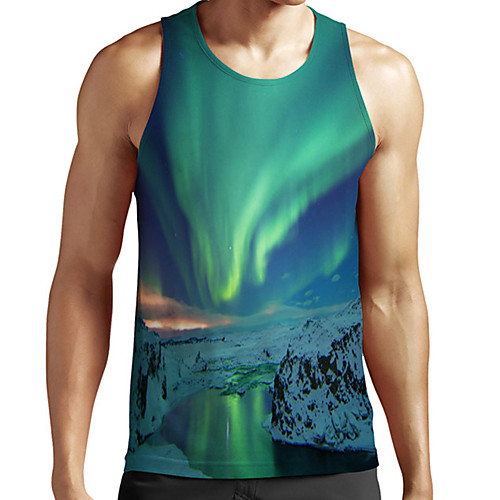 

Men's Unisex Tank Top Undershirt 3D Print Scenery Graphic Prints Plus Size Print Sleeveless Casual Tops Basic Fashion Designer Breathable Green