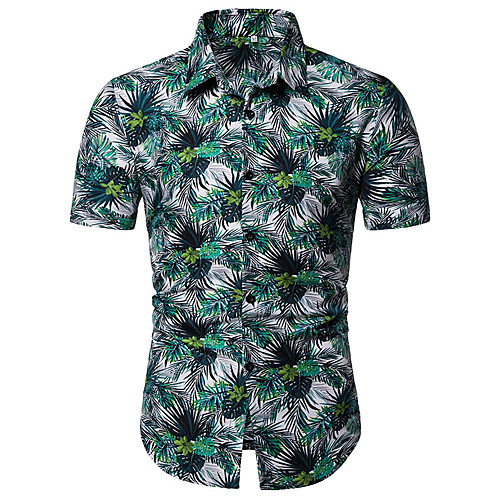 

Men's Shirt Other Prints Floral Short Sleeve Casual Tops Casual White