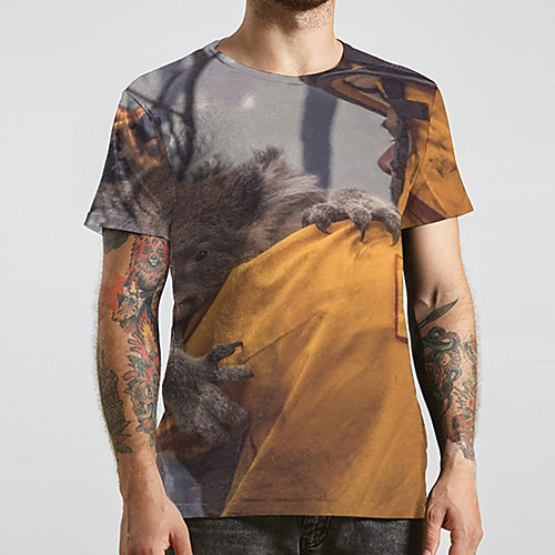 

Men's Unisex Tee T shirt 3D Print Graphic Prints Animal Plus Size Print Short Sleeve Casual Tops Basic Designer Big and Tall Yellow