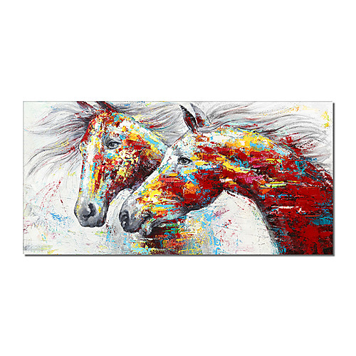 

Oil Painting Handmade Hand Painted Wall Art Mintura Double Horse Animals Home Decoration Decor Rolled Canvas No Frame Unstretched