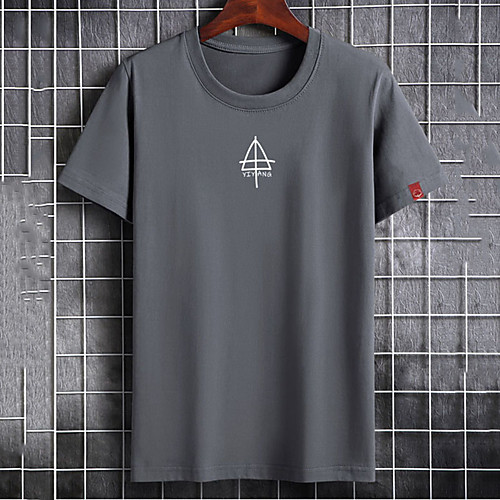 

Men's Unisex Tee T shirt Hot Stamping Graphic Prints Geometry Plus Size Print Short Sleeve Casual Tops Cotton Basic Fashion Designer Big and Tall White Black Gray