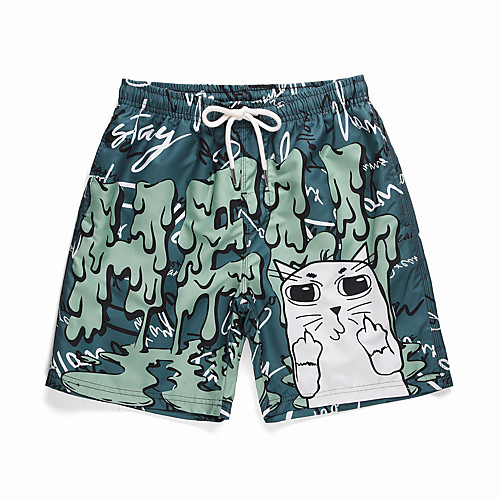 

Men's Casual Chino Quick Dry Sports Daily Leisure Sports Chinos Shorts Pants Graphic Prints Short Layered Print Green and white lining