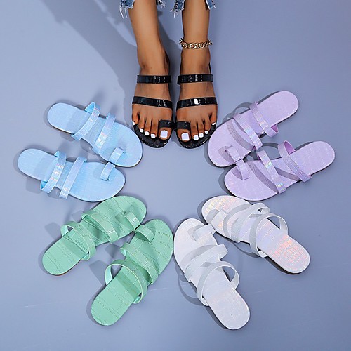 

Women's Flats Flat Heel Round Toe PU Flower Solid Colored White Black Purple