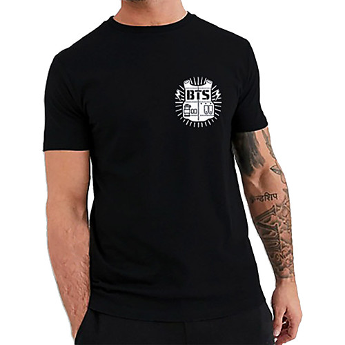 

Men's Unisex Tee T shirt Hot Stamping Graphic Prints Letter Plus Size Print Short Sleeve Casual Tops Cotton Basic Fashion Designer Big and Tall Black