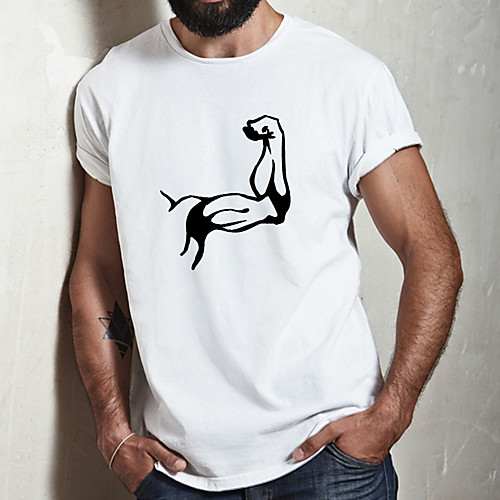 

Men's Unisex Tee T shirt Hot Stamping Graphic Prints Muscle Plus Size Print Short Sleeve Casual Tops Cotton Basic Fashion Designer Big and Tall White