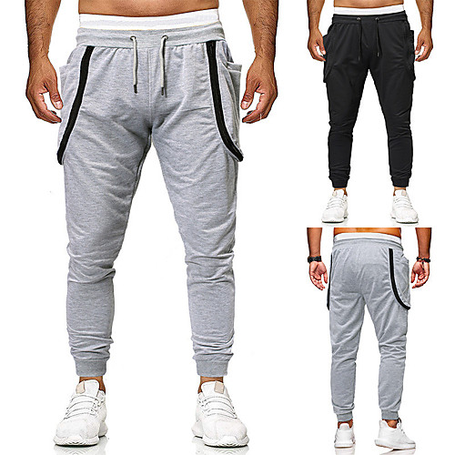 

Men's Sporty Casual / Sporty Streetwear Quick Dry Breathable Soft Daily Sports Pants Chinos Trousers Pants Solid Color Full Length Drawstring Elastic Waist Black Grey