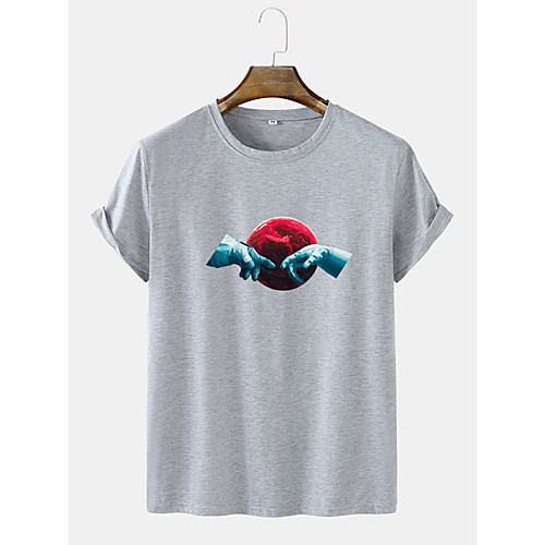 

Men's Unisex Tee T shirt Shirt Hot Stamping Graphic Prints Hand Plus Size Short Sleeve Casual Tops Cotton Basic Fashion Designer Comfortable White Green Gray / Sports / Summer