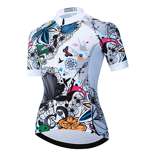 

21Grams Women's Short Sleeve Cycling Jersey Summer Spandex Polyester White Butterfly Bike Jersey Top Mountain Bike MTB Road Bike Cycling Quick Dry Moisture Wicking Breathable Sports Clothing Apparel