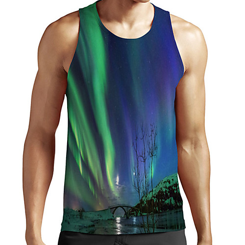 

Men's Unisex Tank Top Undershirt 3D Print Scenery Graphic Prints Plus Size Print Sleeveless Casual Tops Basic Fashion Designer Breathable Blue