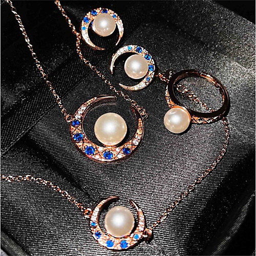 

Women's Pearl Jewelry Set Geometrical Moon Star Stylish Gold Plated Earrings Jewelry Gold For Anniversary Party Evening Prom Festival 1 set