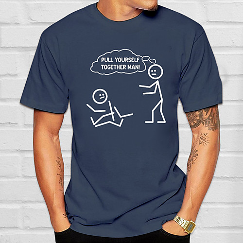

Men's Unisex Tee T shirt Hot Stamping Text Graphic Prints Plus Size Print Short Sleeve Casual Tops 100% Cotton Basic Designer Big and Tall White Black Blue