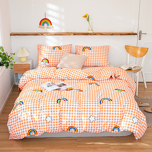 

Duvet Cover Sets 3 Piece Rayon / Polyester Floral / Botanical Rainbow Reactive Print Bohemian Style