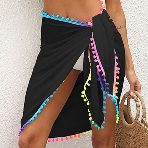 

Women's Swimsuit Cover Up Beach Bottom Swimsuit Front Tie Slim Solid Color Color Block Yellow White Black Red Navy Blue Swimwear Bathing Suits New Fashion Sexy / Cotton