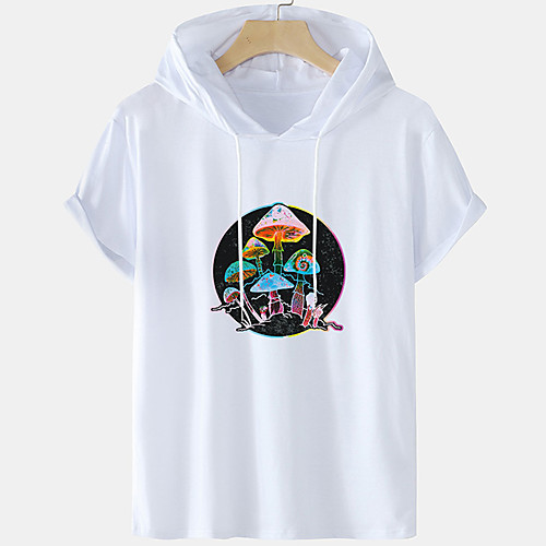 

Men's Unisex Tee T shirt Hot Stamping Graphic Prints Mushroom Plus Size Short Sleeve Casual Tops 100% Cotton Basic Designer Big and Tall White Black Blue