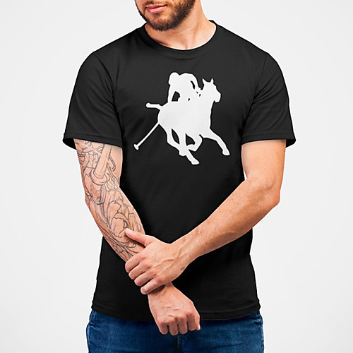 

Men's Unisex Tee T shirt Hot Stamping Graphic Prints Horse Plus Size Print Short Sleeve Casual Tops Cotton Basic Fashion Designer Big and Tall Black