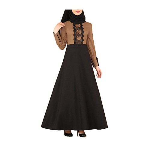 

Women's Swing Dress Maxi long Dress Bean green (without turban) Light card (without headscarf) Caramel color (without headscarf) Fuchsia (without turban) Blue (without headscarf) Long Sleeve Solid