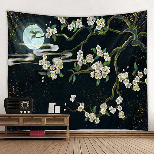 

Wall Tapestry Wall Hanging Art Deco Blanket Curtains Hanging at Home Bedroom Living Room Decoration Dark Night Moonlight Bamboo